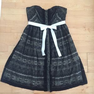 Moulinette Soeurs Strapless Black Lace Dress